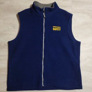 Vintage Chuck Roast Mens Blue Polyester Vest Embroidered Wausau Papers Safety XL